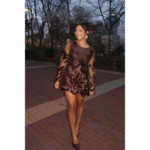 12th Tribe Amber Nights Cinnamon Beaded Mini Dress Size SS